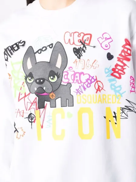 graffiti-print cotton jumper