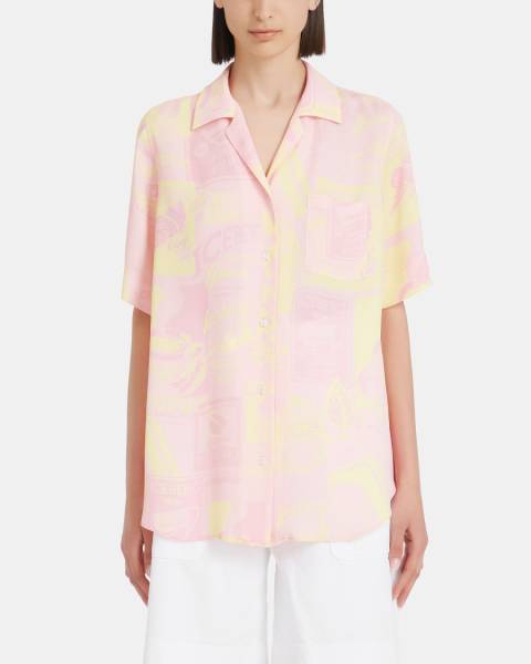 Short sleeved Pink Coffee print shirt 