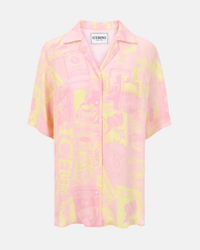 Short sleeved Pink Coffee print shirt 