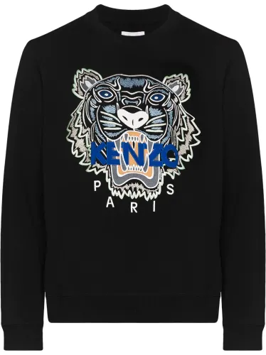 tiger-embroidered cotton sweatshirt