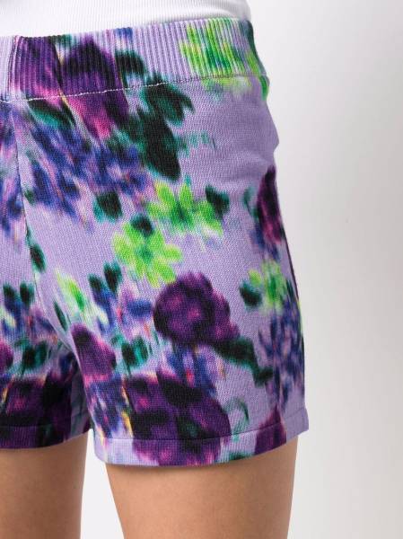 knitted floral-print shorts