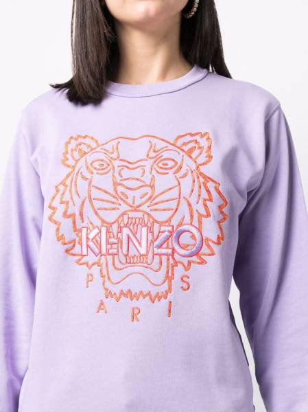 Tiger-embroidered cotton sweatshirt