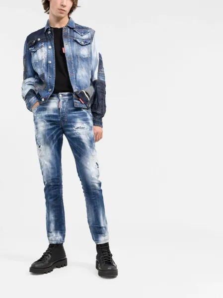 mid-rise bleached skinny jeans