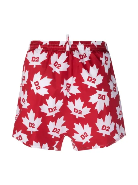 maple-leaf print swim shorts