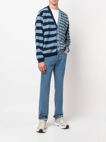 mixed-stripe pattern cardigan