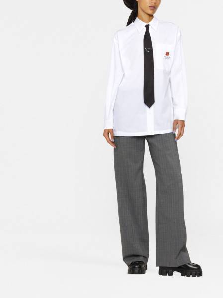 embroidered-logo long-sleeve shirt