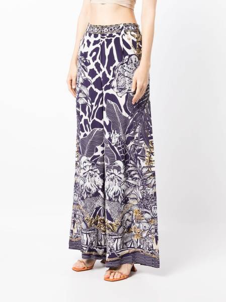 graphic-print wide-leg trousers
