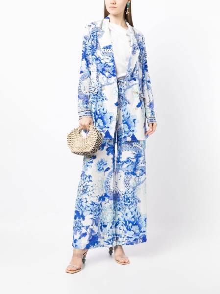 dragon-print wide-leg trousers