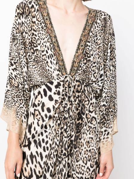 leopard-print V-neck dress