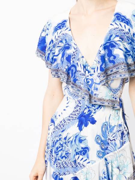 floral-print V-neck dress