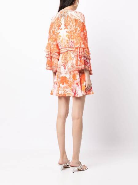 dragon-print silk wrap dress