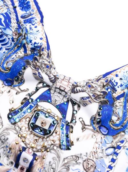 crystal-embellished dragon-print swimsuit
