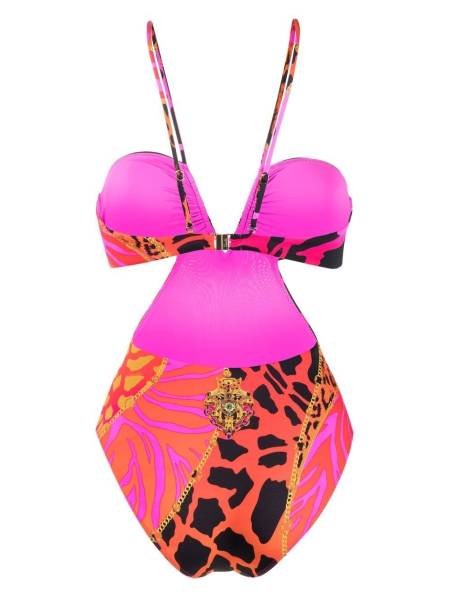 animal-print cut-out swimsuit
