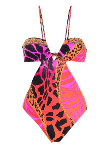 animal-print cut-out swimsuit