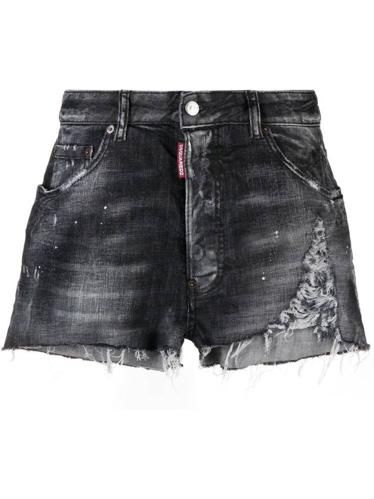 distressed-effect denim shorts
