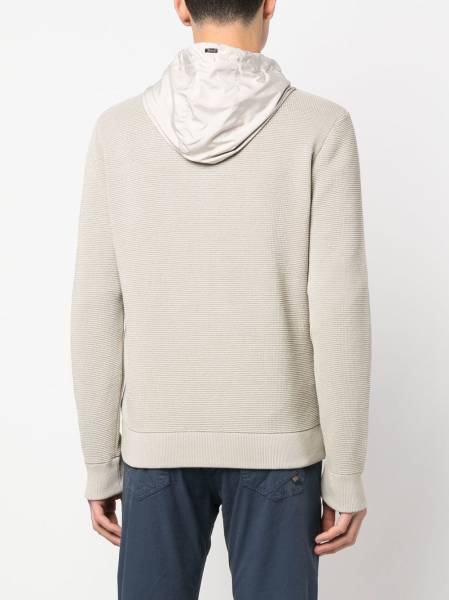 panelled zipped hooded jacket