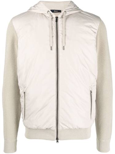 panelled zipped hooded jacket