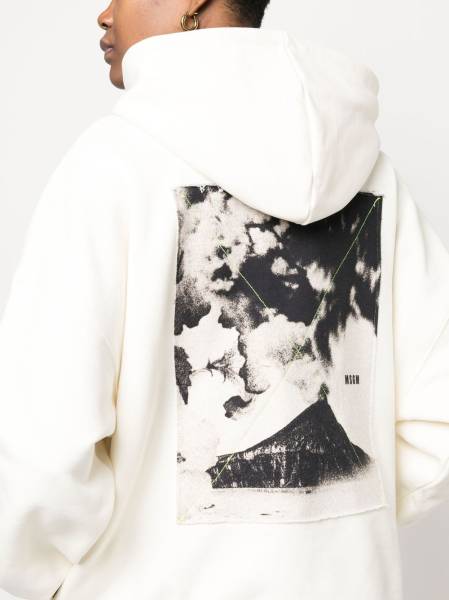 back graphic-print cotton hoodie