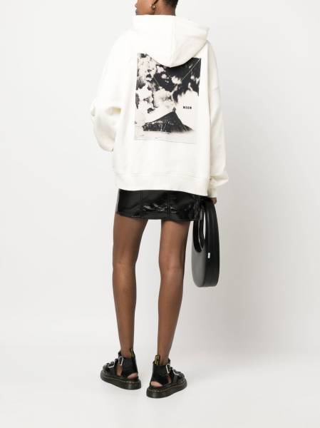 back graphic-print cotton hoodie