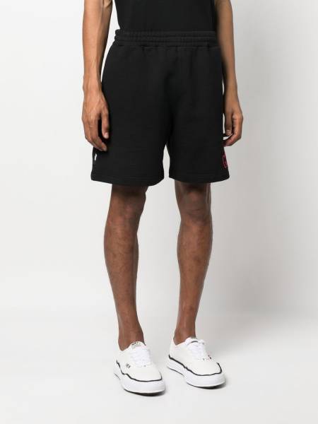 embroidered-logo cotton track shorts