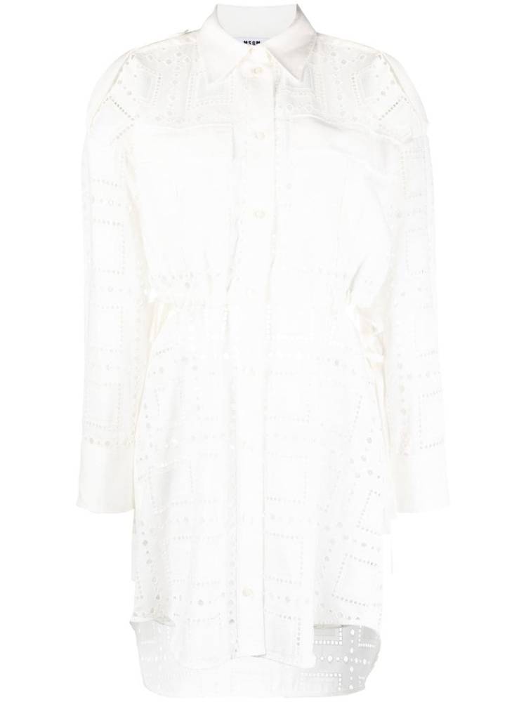 broderie-anglaise cutout shirt-dress