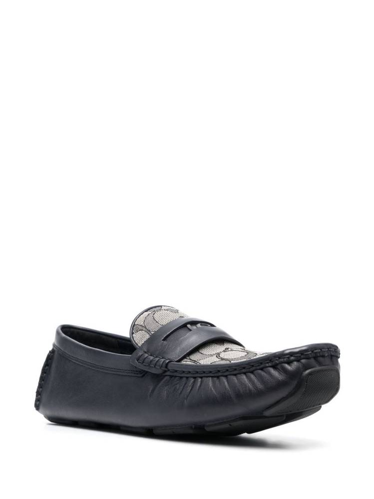 monogram-embroidered leather loafers