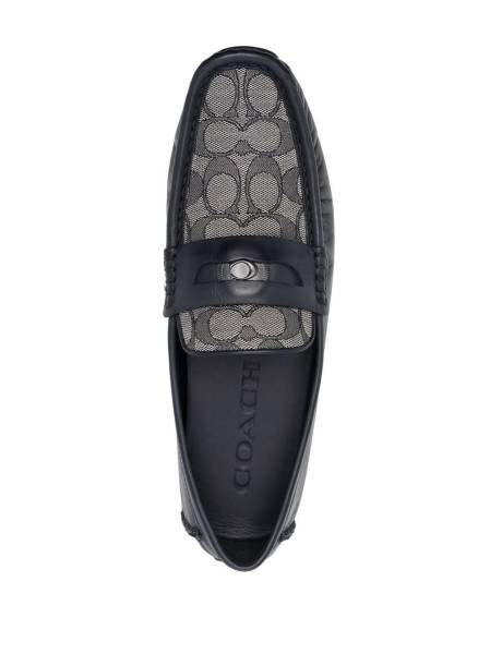 monogram-embroidered leather loafers
