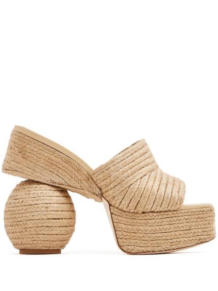 sculpted-heel braided-raffia espadrilles
