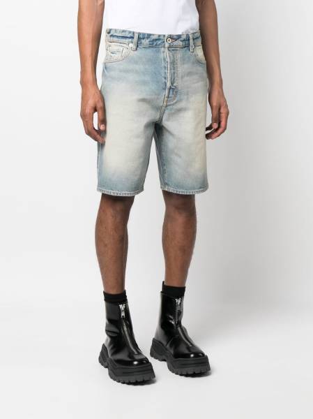 knee-length denim shorts