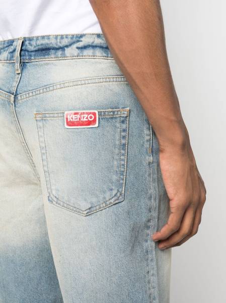 knee-length denim shorts