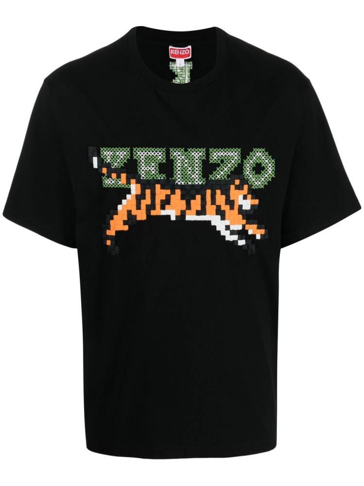 pixel logo-embroidered T-shirt