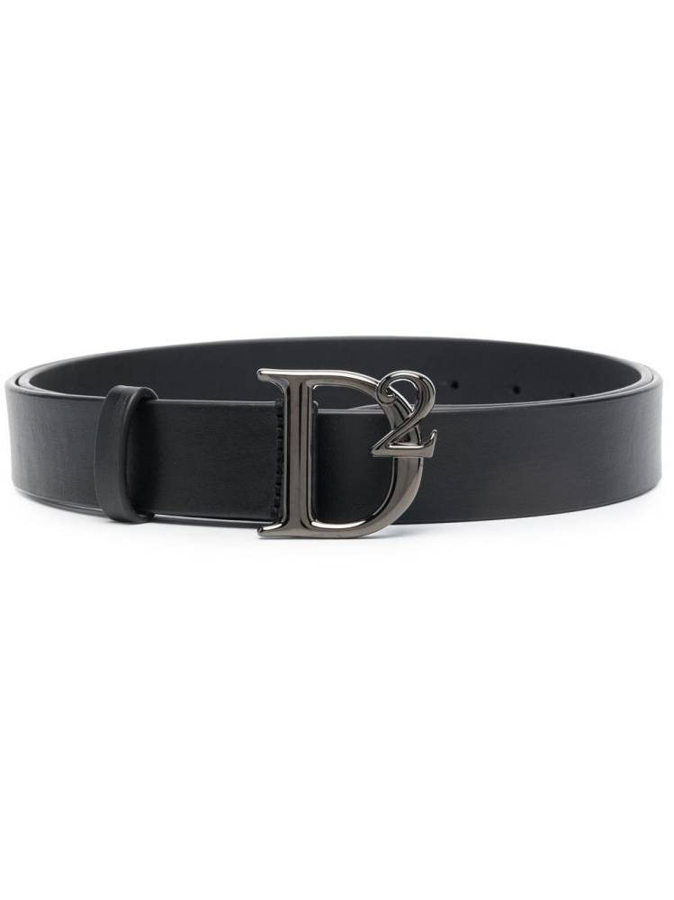 logo-buckle leather belt