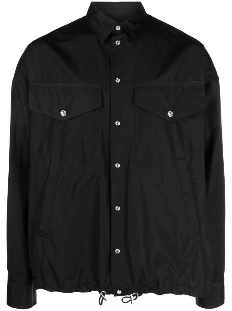 logo-print button-up shirt