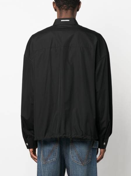 logo-print button-up shirt