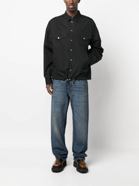 logo-print button-up shirt