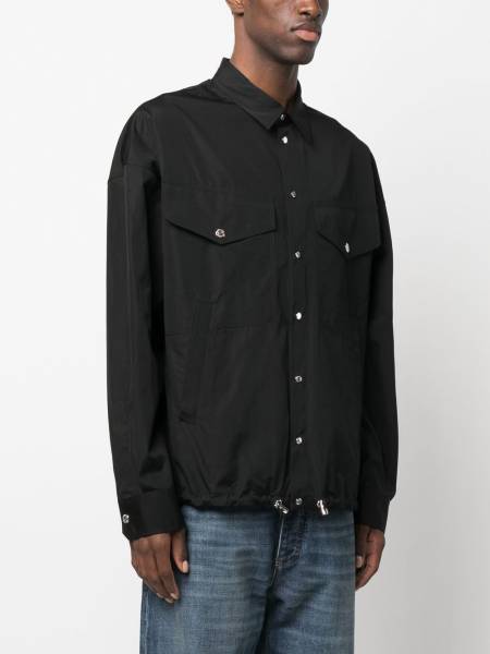 logo-print button-up shirt