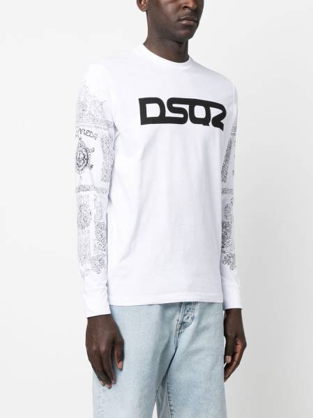 distressed-logo-print long sleeve shirt