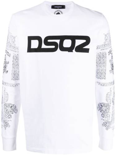 distressed-logo-print long sleeve shirt
