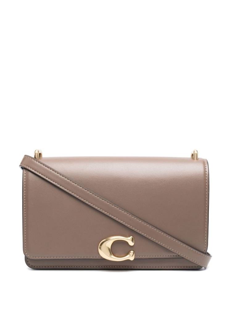 logo-plaque leather shoulder bag