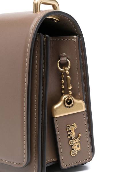 logo-plaque leather shoulder bag