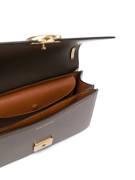 logo-plaque leather shoulder bag
