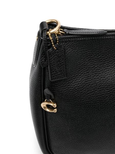 pebble-texture leather shoulder bag