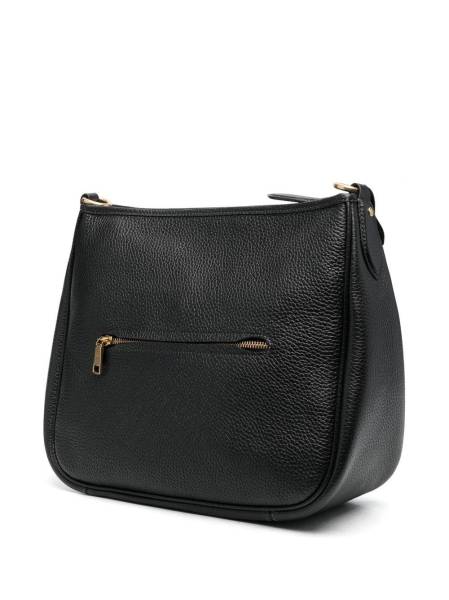 pebble-texture leather shoulder bag