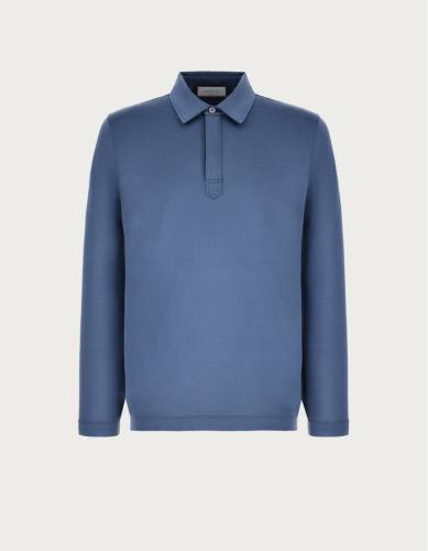 Light blue polo shirt in mercerised cotton