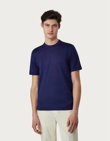 Canali Blue T-Shirt in Filoscozia Cotton