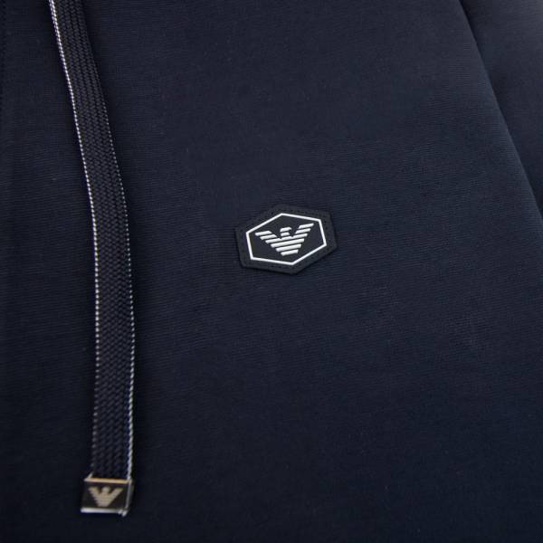 Hooded Zipped Ponte-di-roma Sweatshirt Navy