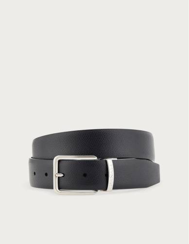 Black tumbled calfskin belt