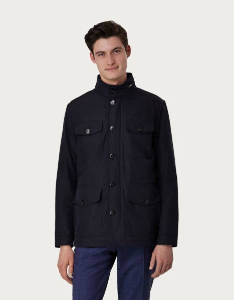 Field jacket in blue technical fabric