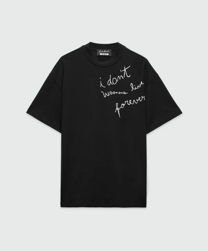 MSGM T-Shirt with I Don't Wanna Live Forever Quote