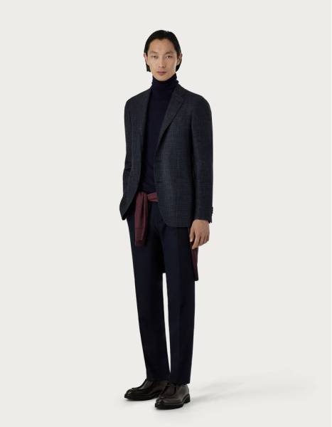 Coat in Navy Blue 180's Wool